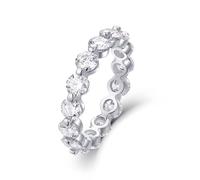 Ring Schmuck, Ringe Frauen Daumen 4 mm Runder Moissanit 4,5 Ct Silber 9K Weißgold Größe 57 (18.1)