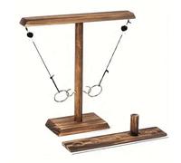Ring Toss Game. Juego de mesa para Niños Adultos. Juego de lanzamiento de anillos con diseño clásico y marrón. Regalo para adulto. Ideal para fiestas en interiores o exteriores. Juego de habilidad