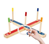 Ring Toss Game Set - Wooden Throw Hoop Outdoor Indoor Combo | Scoring Post Tossing Toy For Balance Coordination | Kids Aged 3+, Families, Parties, Backyard BBQ, Two-Player Team Fun For Kids Aged 3+