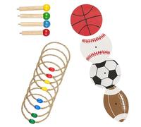 Ring Toss Set, Throwing Game, Agility Practice Toy for Backyard Beach Outdoor Play Indoor Lawn Camping Parties, Solid Wood and Sisal Material, 0.62kg, 4 Bases and 8 Rope Rings