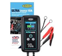 Ring ULTRACHARGE - Cargador Inteligente de Coche de 10 A y mantenedor de batería con Prueba de alternador y Modo de Fuente de alimentación, Compatible con baterías de Iones de Litio, ácido de Plomo