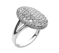 Ringcrown Anillo de película de Bella chapado en oro blanco con circonita cúbica para mujer, anillo de compromiso, Oro blanco