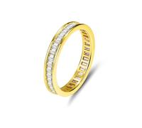 Ringe Frauen Set, Statement Ring Damen 3,3 mm Breiter Ewigkeitsring mit 1 X 2 mm Großem Rechteckigen Moissanit Gold 18K Gelbgold Größe 53 (16.9)