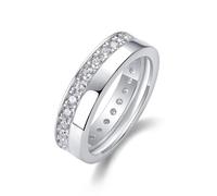 Ringe Silber, Ring Frau Eleganter Ring mit Moissanit 18K Weißgold Größe 54 (17.2) Mama Geschenk