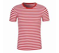 Ringelshirt Damen Rot Weiss Ringelshirt Herren Schwarz Weiß Strifte Shirt Kurzarm Rundhals Basic Tops Fasching Kostüm Unisex Casual Años 50er T-Shirt Karneval Fasching Party Outfits, #01-rojo, S