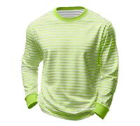 Ringelshirt Herren Damen Rot-Weiss Karneval Breite Strifte T Shirt - Langarmshirt Rundhalsausschnitt Sweatshirt Oberteile lang Pulli Streifenshirt Karneval Faschingskostüme, S-3XL, Verde claro-b, L