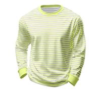 Ringelshirt Herren Damen Rot-Weiss Karneval Breite Strifte T Shirt - Langarmshirt Rundhalsausschnitt Sweatshirt Oberteile lang Pulli Streifenshirt Karneval Faschingskostüme, S-3XL, Amarillo Claro-b, L