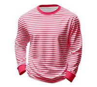 Ringelshirt Herren Damen Rot-Weiss Karneval Breite Strifte T Shirt - Langarmshirt Rundhalsausschnitt Sweatshirt Oberteile lang Pulli Streifenshirt Karneval Faschingskostüme, S-3XL, Rojo sandía., L