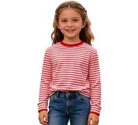 Ringelshirt Kinder Rot-Weiss Strifte Langarmshirt Mädchen Jungen Hemdglunker Rundhals T-Shirt Oberteil Gestreifte Longsleeve Strift Pullover Marinero Karneval Faschingskostüm, 3-14 Jahre, A-rojo., 11
