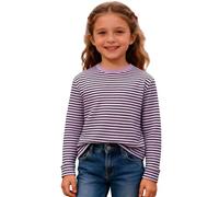 Ringelshirt Kinder Rot-Weiss Strifte Langarmshirt Mädchen Jungen Hemdglunker Rundhals T-Shirt Oberteil Gestreifte Longsleeve Strift Pullover Marinero Karneval Faschingskostüm, 3-14 Jahre, C-lila., 9