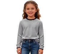 Ringelshirt Kinder Rot-Weiss Strifte Langarmshirt Mädchen Jungen Hemdglunker Rundhals T-Shirt Oberteil Gestreifte Longsleeve Strift Pullover Marinero Karneval Faschingskostüm, 3-14 Jahre, C-negro., 13