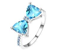 Ringelshirt Schwarz Elegant Women's Bow Knot Large Zircon Ring Exquisite And Shining Jewelry Fashionable Jewelry Suitable For All Occasions Perfectly Showing Women's Elegant Ringe in Schwarz, B,