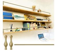 Ringhiera di Protezione Scaffali Ottone Rieles de Latón Macizo para Estantes de 30 40 46 50 56 60 66 70 76 cm. Protector de Borde para Estante de Vitrina, Color Oro Cepillado(Style C,65inch/165.1cm)