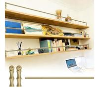 Ringhiera di Protezione Scaffali Ottone Rieles de Latón Macizo para Estantes de 30 40 46 50 56 60 66 70 76 cm. Protector de Borde para Estante de Vitrina, Color Oro Cepillado(Style B,48inch/121.9cm)