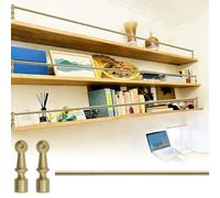Ringhiera di Protezione Scaffali Ottone Rieles de Latón Macizo para Estantes de 30 40 46 50 56 60 66 70 76 cm. Protector de Borde para Estante de Vitrina, Color Oro Cepillado(Style A,74inch/188cm)