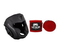 Ringhorns Charger Cascos de Boxeo, Unisex Adulto, Negro/Negro, Talla única + Venum Kontact Vendas De Boxeo, Unisex Adulto