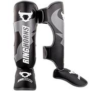 Ringhorns Charger Espinilleras de Boxeo, Unisex Adulto, Negro/Gris, L