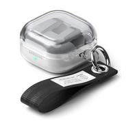 Ringke Air Funda para Samsung Galaxy Buds 4 Pro y Galaxy Buds 4 [Funda Transparente de TPU Suave] Funda Ligera, Delgada y Estética con Correa y Mosquetón - Clear/Black