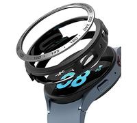 Ringke Air Sports + Bezel Styling Compatible con Protector Samsung Galaxy Watch 5 (44mm) Funda Parachoques Flexible + Protector Aluminio Adhesivo de Reloj - Black / 10 (AL) Silver