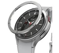 Ringke Bezel Styling Compatible con Protector Samsung Galaxy Watch 4 Classic (46mm) Carcasa Adhesiva Acero Inoxidable para Reloj Bisel, Funda Galaxy Watch 4 Classic 46mm - 46-42 (ST) Silver