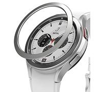 Ringke Bezel Styling Compatible con Protector Samsung Galaxy Watch 4 Classic (46mm) Carcasa Adhesiva Acero Inoxidable para Reloj Bisel, Funda Galaxy Watch 4 Classic 46mm - 46-04 (ST) Silver