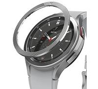 Ringke Bezel Styling Compatible con Protector Samsung Galaxy Watch 4 Classic (46mm) Carcasa Adhesiva Acero Inoxidable para Reloj Bisel, Funda Galaxy Watch 4 Classic 46mm - 46-40 (ST) Silver
