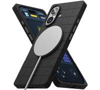 Ringke Bitmap Silicone Magnetic Compatible con Funda iPhone 16 y Diseñado para MagSafe, Recubrimiento Antimanchas Case Retro Clásico Suave - Black