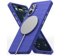 Ringke Bitmap Silicone Magnetic Compatible con Funda iPhone 16 y Diseñado para MagSafe, Recubrimiento Antimanchas Case Retro Clásico Suave - Ultramarine