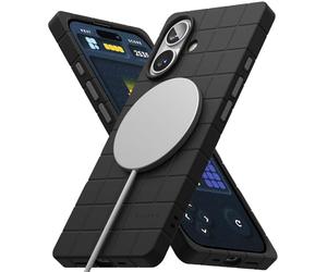 Ringke Bitmap Silicone Magnetic Compatible con Funda iPhone 16 y Diseñado para MagSafe, Recubrimiento Antimanchas Case Retro Clásico Suave - Black