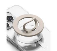Ringke Dual Magnetic Silicone Ring [Compatible con MagSafe] Agarre para Móvil, Imán Doble Ultraligero (16 g) y Ultrafino (3,2 mm), Soporte de Silicona Suave para iPhone, Galaxy, Pixel - Warm Gray