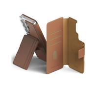 Ringke Folio Stand Wallet Magnetic Funda para Samsung Galaxy S26 Ultra, Compatible con MagSafe, Capacidad para hasta 3 Tarjetas, Funda Desmontable Tipo Flip de Cuero PU con Soporte - Brown