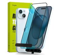Ringke Full Cover Glass Compatible con Protector Pantalla iPhone 15, Fácil de Instalar, Protector de Pantalla Cristal Templado con Herramienta de Instalacion