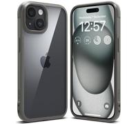 Ringke Fusion Bold Compatible con Funda iPhone 15 Plus, Lados Texturizados para Agarre, Tecnología Anti-Amarillamiento, Parte Trasera de PC Transparente Minimalista - Gray