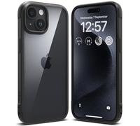 Ringke Fusion Bold Compatible con Funda iPhone 15 Plus, Lados Texturizados para Agarre, Tecnología Anti-Amarillamiento, Parte Trasera de PC Transparente Minimalista - Black