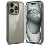 Ringke Fusion Bold Compatible con Funda iPhone 15 Pro, Lados Texturizados para Agarre, Tecnología Anti-Amarillamiento, Parte Trasera de PC Transparente Minimalista - Gray