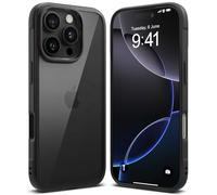 Ringke Fusion Bold Compatible con Funda iPhone 16 Pro, Lados Texturizados para Agarre, Tecnología Anti-Amarillamiento, Parte Trasera de PC Transparente Minimalista - Black