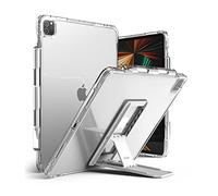 Ringke Fusion Plus & Outstanding Compatible con Funda iPad Pro 12.9 Pulgadas (2022, 2021), Carcasa Transparente Fina + Soporte Ligero Portátil Multiángulo Adhesivo Gris - Clear/Light Gray