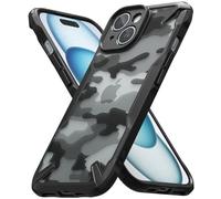Ringke Fusion-X Compatible con Funda iPhone 15 Plus, Carcasa Militar, Parachoques Resistente Impactos Case Sólida a Prueba de Choques - Camo Black (Camuflaje)