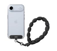 Ringke Holder Link Puffer Hand Strap, Correa de Muñeca para Teléfono Móvil de Poliéster Suave y Acolchado, Ligera y Adorable con Pestaña de Sujeción y Mosquetón Redondo - Calm Black