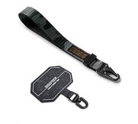 Ringke Holder Link & Tactical Webbing Hand Strap Diseñada para Teléfono, Correa de Muñeca, Lengüeta Universal Resistente y a Prueba de Desgarros con Mosquetón - Camo Black