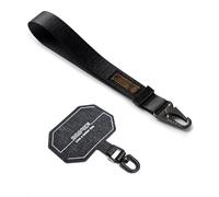 Ringke Holder Link & Tactical Webbing Hand Strap Diseñada para Teléfono, Correa de Muñeca, Lengüeta Universal Resistente y a Prueba de Desgarros con Mosquetón - Black