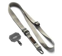 Ringke Holder Link & Tactical Webbing Lanyard Diseñado para Correa de Cámara y Correa de Teléfono, Lengüeta Universal Duradera y Resistente a Desgarros con Mosquetón - Warm Gray