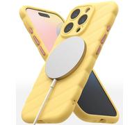 Ringke Macaron Silicone Magnetic Compatible con Funda iPhone 16 Pro Diseñado para MagSafe, Silicona Líquida Carcasa Protectora Suave De Cuerpo Completo con Forro De Microfibra - Yellow