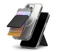 Ringke Magnetic Stand Slot Card Holder, Cartera de Tarjeta con Soporte, Billetera Ligera Sólida MagSafe Compatible con iPhone 13 Pro MAX, 13 Pro, 13 y iPhone 12 Pro MAX, 12 Pro, 12 - Clear & Black