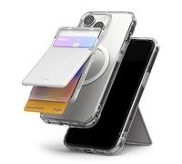 Ringke Magnetic Stand Slot Card Holder, Cartera de Tarjeta con Soporte, Billetera Ligera Sólida MagSafe Compatible con iPhone 13 Pro MAX, 13 Pro, 13 y iPhone 12 Pro MAX, 12 Pro, 12 - Clear & Gray