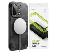 Ringke Pack de Funda + Protector Pantalla para OnePlus 15: Onyx [Magnetic Camo Black] + Easy Slide Tempered Glass [2 Unidades]
