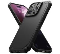 Ringke Rugged Gear Compatible con Funda iPhone 16 Pro MAX, No Deja Huellas y No Resbala, Tacto Agradable Buen Agarre Carcasa Protectora Ligera Antihuellas y Antideslizante - Black