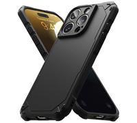 Ringke Rugged Gear Compatible con Funda iPhone 16 Pro, No Deja Huellas y No Resbala, Tacto Agradable Buen Agarre Carcasa Protectora Ligera Antihuellas y Antideslizante - Black