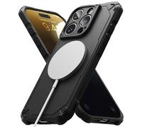 Ringke Rugged Gear Compatible con Funda iPhone 16 Pro, No Deja Huellas y No Resbala, Tacto Agradable Buen Agarre Carcasa Protectora Ligera Antihuellas y Antideslizante - Magnetic Black