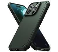 Ringke Rugged Gear Compatible con Funda iPhone 16 Pro, No Deja Huellas y No Resbala, Tacto Agradable Buen Agarre Carcasa Protectora Ligera Antihuellas y Antideslizante - Dark Green